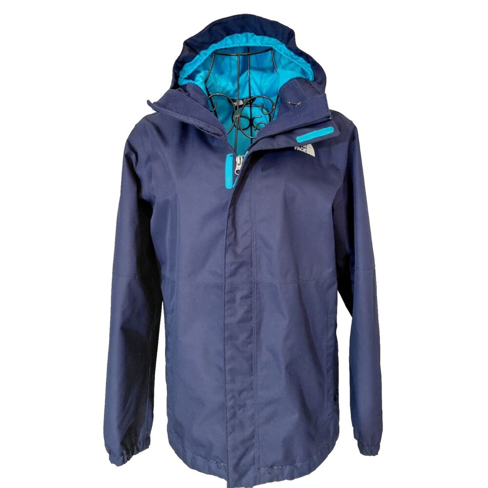 North Face Hooded Jacket Youth 14-16 Navy & Blue Uninsulated